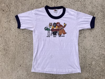 Vintage 1980s Showbiz Pizza Ringer T-Shirt Billy Bob Mitzi Fatz Animatronic Sz M