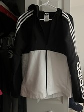 Adidas Rain Jacket Small Black And White