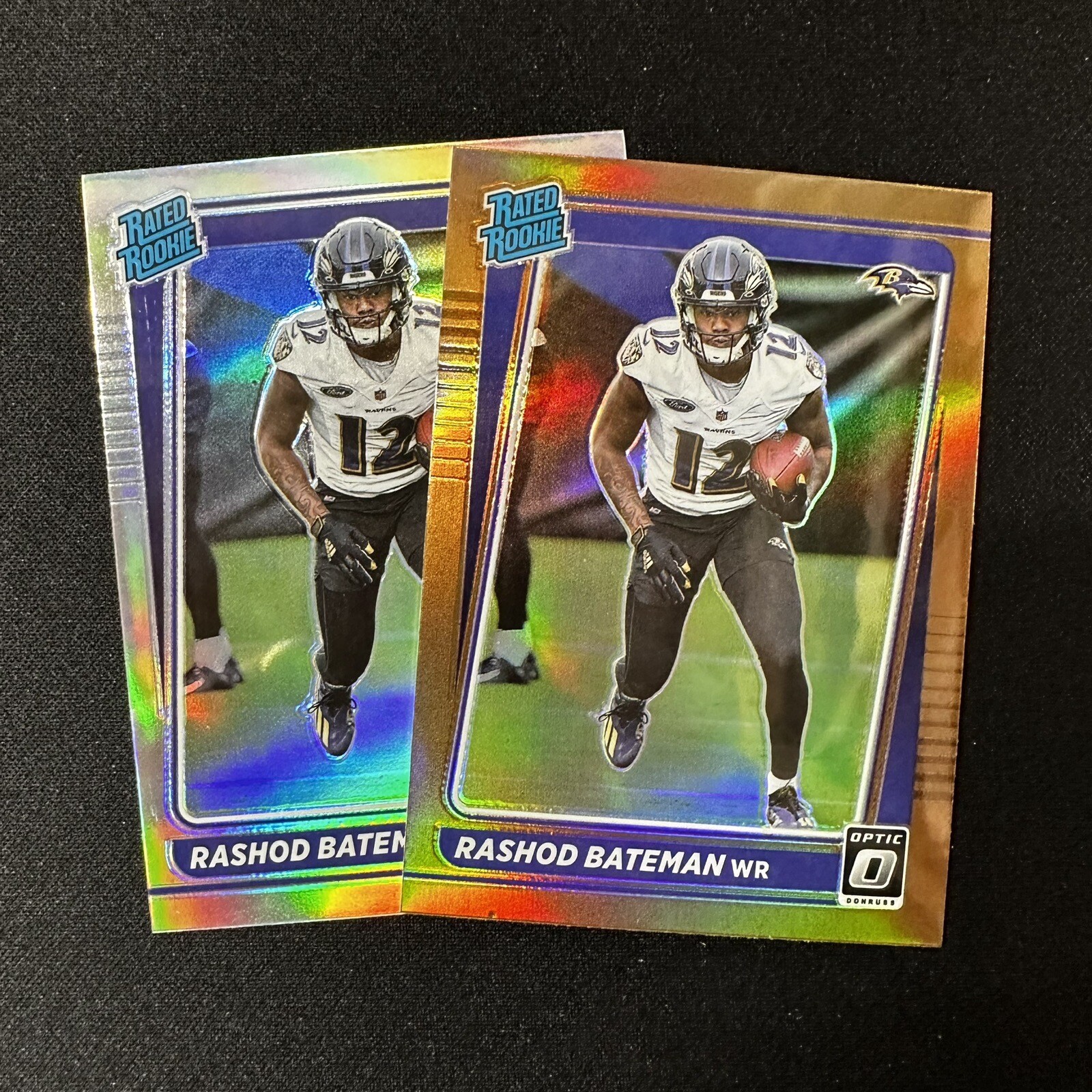 Rashod Bateman Silver Holo Prizm + Bronze Rated Rookie 2021 Donruss Optic #210
