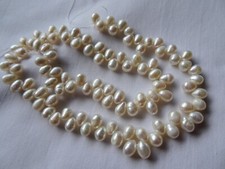 15 1/2" Strand Freshwater Pearls Drop Pear TD SD White 6-7mm Long 137 DNG