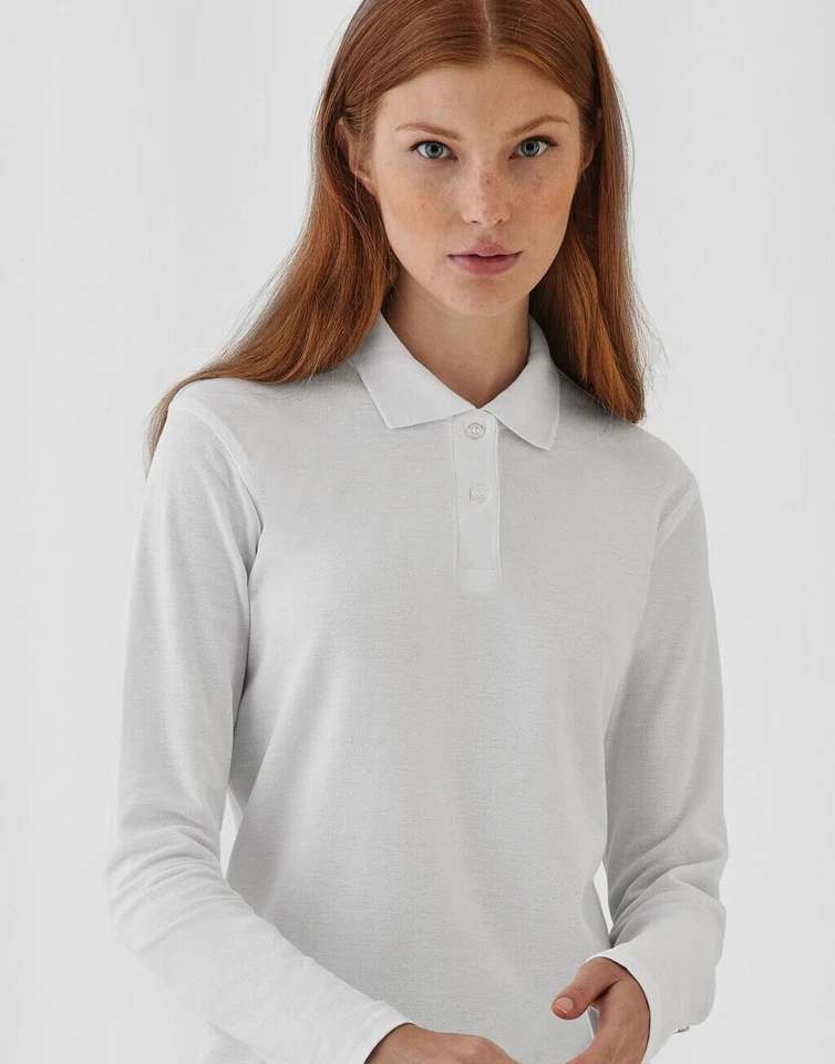 2 Stück Set Damen Regular Fit Poloshirt B&C Baumwolle 40°C XS-3XL ID.001 LSL PWI - Bild 2 von 4