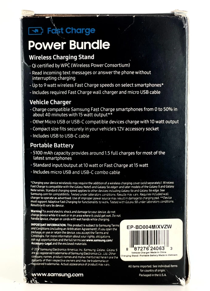 Беспроводная зарядная док-станция Samsung, портативное зарядное устройство и автомобильный адаптер для смартфонов - Изображение 2 из 2