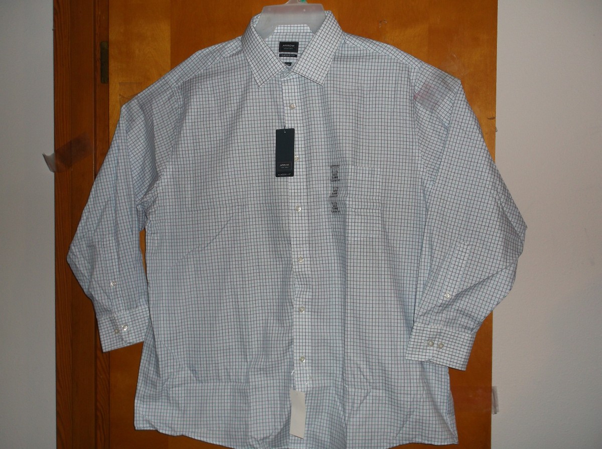 ②70s USA Arrow open collar shirt check M Arrow Button Down Shirt, Mens Vintage Long Sleeve Dark Blue