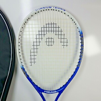 Head TI Conquest Tennis Racquet Racket Titanium Blue White - New Grip w/ case
