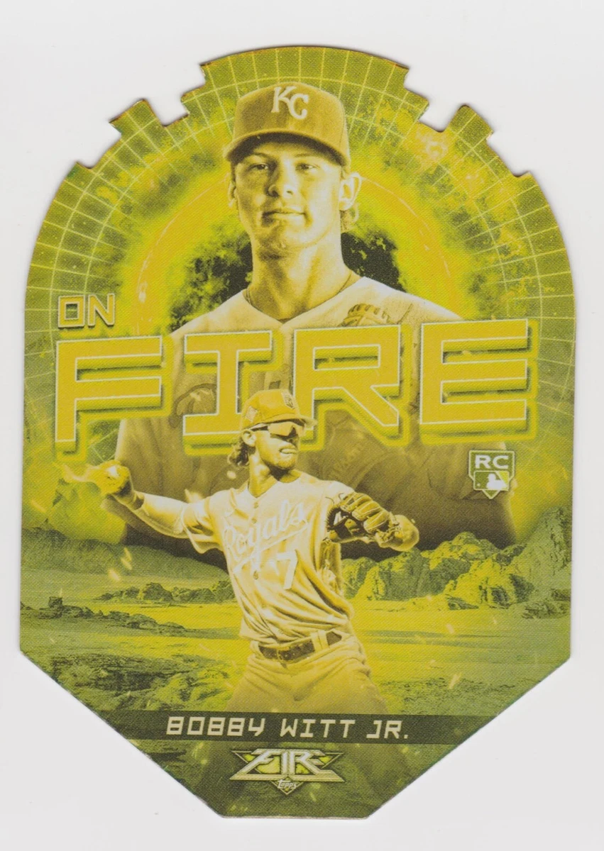 BOBBY WITT JR 2022 TOPPS FIRE ROOKIE CARD GOLD ON-FIRE DIE-CUT