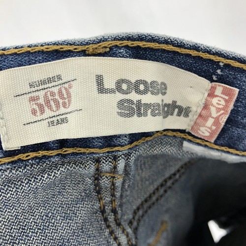 Levis 569 Unisex Loose Cutoff Distressed Denim Blue Jean Shorts Youth 12 Reg 26 - Picture 5 of 5
