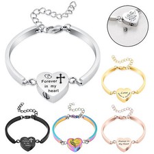Cremation Jewelry Urn Bracelet for Ashes Heart Memorial Ashes Bracelet Bangle