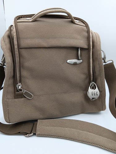 World Round Canvas Travel Shoulder/Crossbody Locking Bag Tan