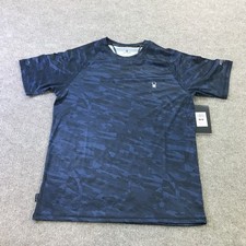 Spyder Rash Guard Shirt Mens Medium Blue Navy UPF 30 Swim Surf Quick Dry New