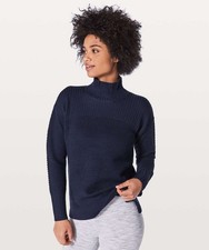 Lululemon Turtleneck Sweater Merino Wool Navy Blue Warm  Restore Womens Sz 6