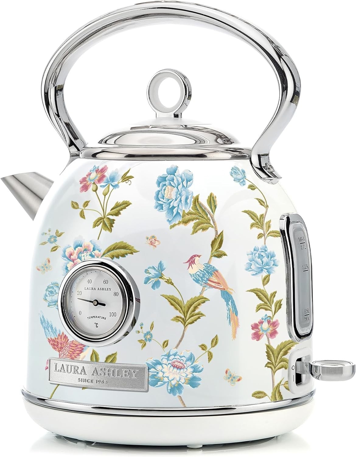 Laura Ashley 1.7L Stainless Steel Electric Kettle 3000W Fast Boil Cordless Retro