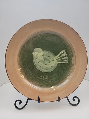 Vietri Foresta Salad Plate Green Bird Vintage Italy 14"