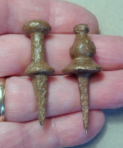 Dug Lot Of Two Bronze Wall Nails 1600's/1700's Settlers Era Pirate Time