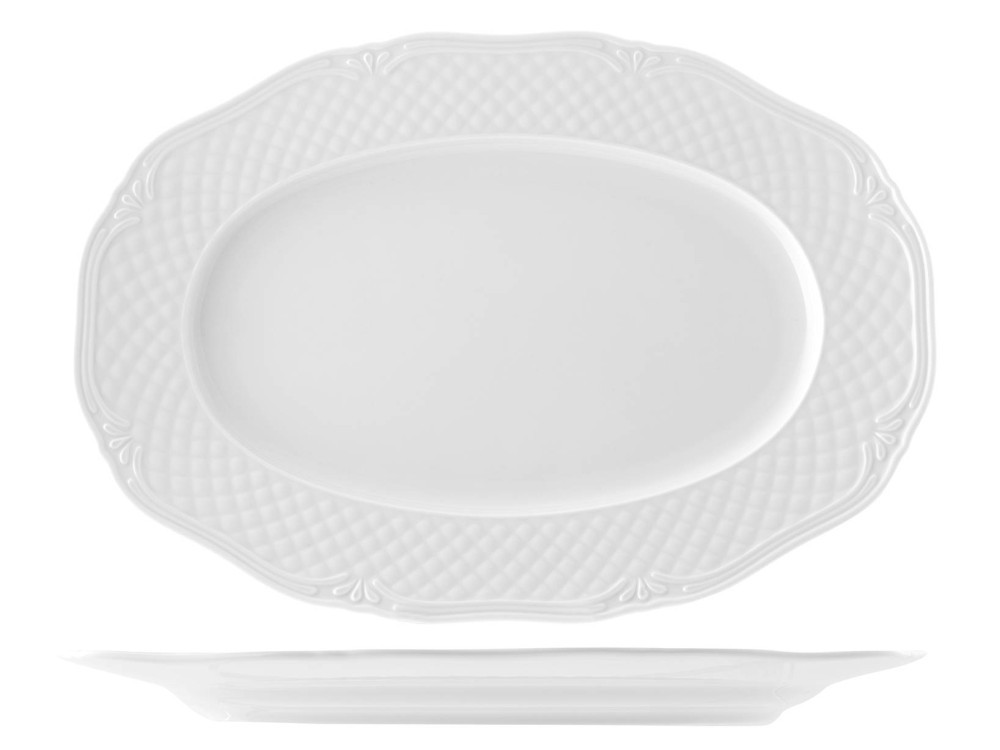 Arianna White Oval Porcelain Plate 38 Cm Home