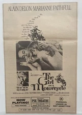 1968 Marianne Faithfull , Alain Delon ‘The Girl On A Motorcycle’ Film Showing Ad