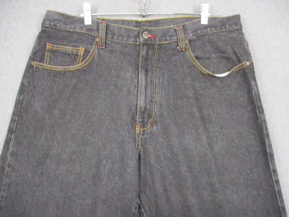 Kani Gold Jeans Mens 38x34 Black Straight Leg Graffiti Back Pockets Denim Pants - Image 2 of 4
