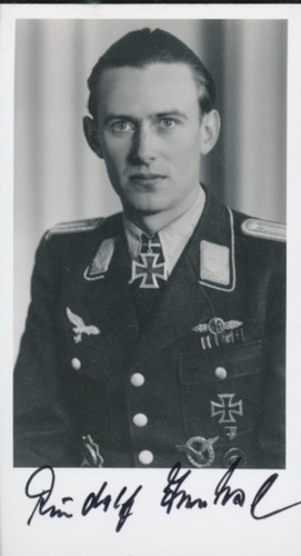 Rudolph Trenkel signed photo. Luftwaffe Ace. 138 kills. JG-52