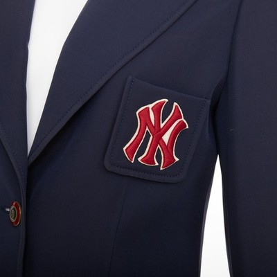 GUCCI NY Yankees 2018 Alessandro Michele navy wool silk blazer