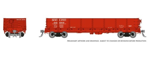 Góndola Rapido ~ Escala HO ~ 40' Drop Bottom ~ Línea SOO #66835 | Condition: New