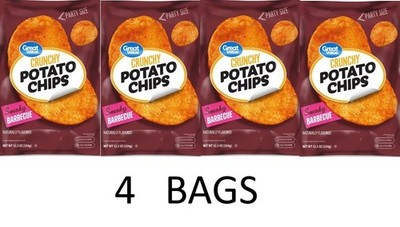 Great Value Party Size Smoky Barbecue BBQ Snack Potato Chips 12.5oz Bag - 4 BAGS