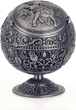 Vintage Windproof Ashtray with Lid - Portable Metal Cigar & Cigarette Ashtray