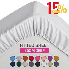 Extra Deep 25 cm Full Fitted Sheet Bed Sheets Single Double King Super King Size