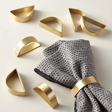 Stainless Steel Golden Napkin Rings Set of 12, Modernist Napkin Ring Holder for