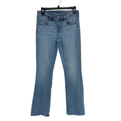 New American Eagle Womens Size 6 Kick Boot Factory Distressed Denim Blue Jeans