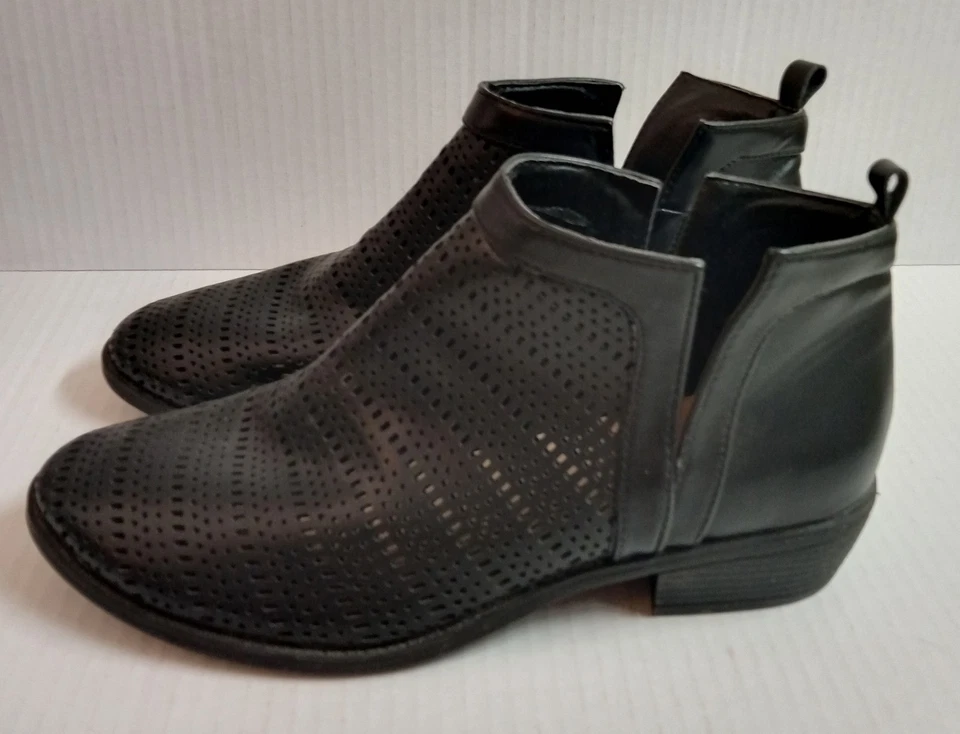 Botas de tornozelo femininas retrô preppy com divisão lateral restrita tamanho 7.5 - Imagem 4 de 4