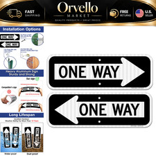 Reflective One Way Arrow Sign 2-Pack, 18x6" Rust-Free Aluminum, Weather Resistan