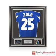 Framed Gianfranco Zola Signed Chelsea Shirt: Home, 1998-99 - Premium