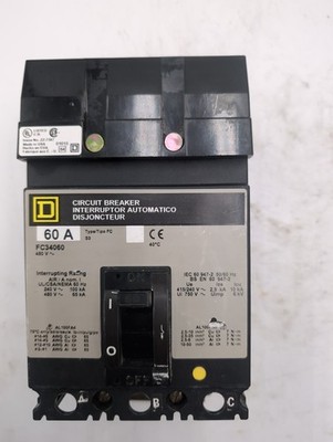 Square D FC34060 Circuit Breaker 60A 3P 480V 3PH I-Line 60 Amp 3 Pole