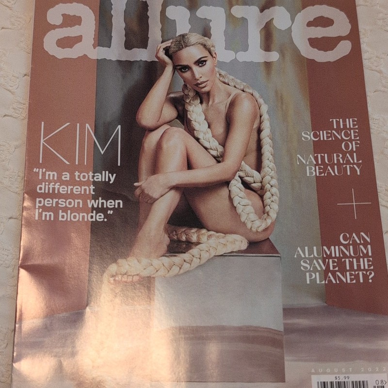 Allure Magazine August 2022 Kim Kardashian Blonde Beauty Science Natural Beauty