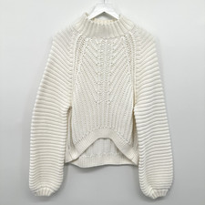 Free People Pullover Sweater Size Medium Slouchy Chunky Knit Hi Low Quiet Luxury