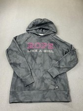 Hooey Hoodie Womens Small Gray Rope Like A Girl Graphic Western Rodeo Pullover