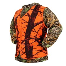 Blaze Orange Camo Hunting Vest, Lightweight, Zipper Closure Medium