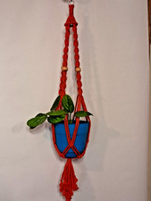 Macrame Plant Hanger Red 34"