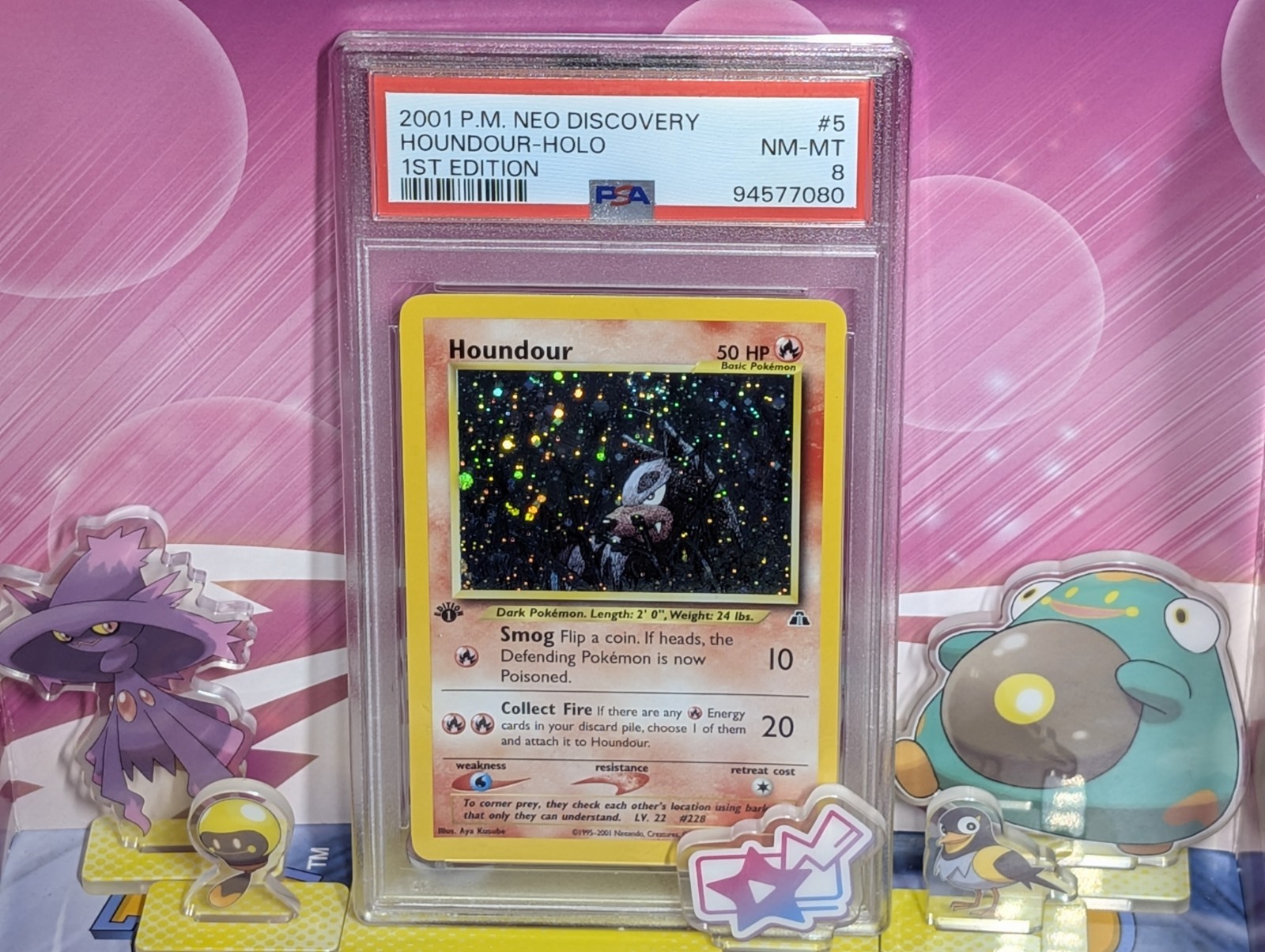 Houndour 5/75 1st Edition Holo Rare Neo Discovery Pokemon Tcg PSA 8 NM-MT