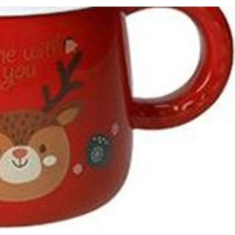 Mug Natale con Tappo Silicone e Magnete Albero BRANDANI Rossa 400 ml, fotografia 6 di 9