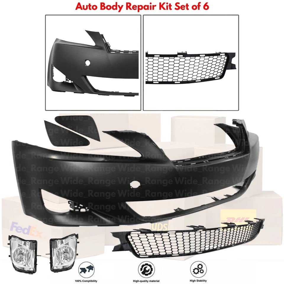Front Bumper Cover & Fog Light Assembly Kit For 2006-2008 Lexus IS250 IS350 Foto 2 de 4