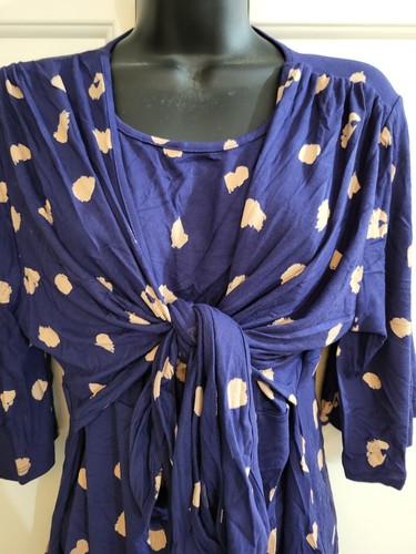 ASOS Maternity Breastfeeding Top 3/4 Sleeve Blue Pink Pattern Front Tie 10 Used - Picture 4 of 10