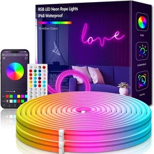 Neon Strip Lights, 32.8ft/10m LED Neon Rope Lights with Remote APP Control IP...