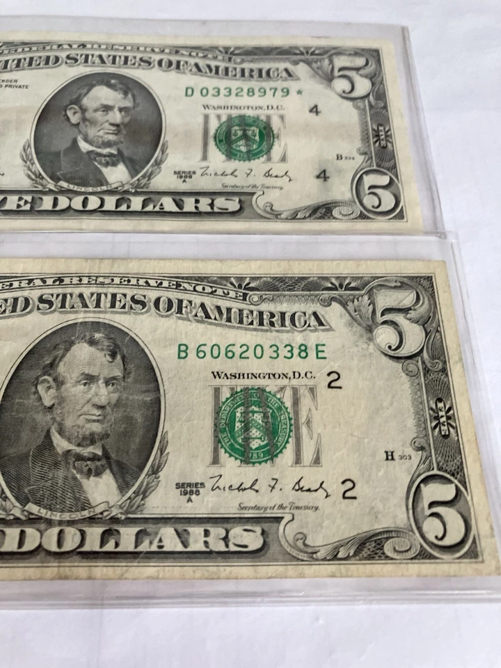 1988A & 1988A Star US $5 Federal Reserve Notes - Image 3 of 4