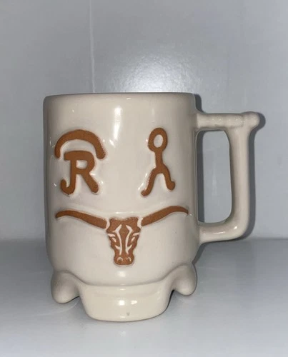 Frankoma King Ranch Coffee Mug Western Longhorn Cattle Brands Cowboy EUC