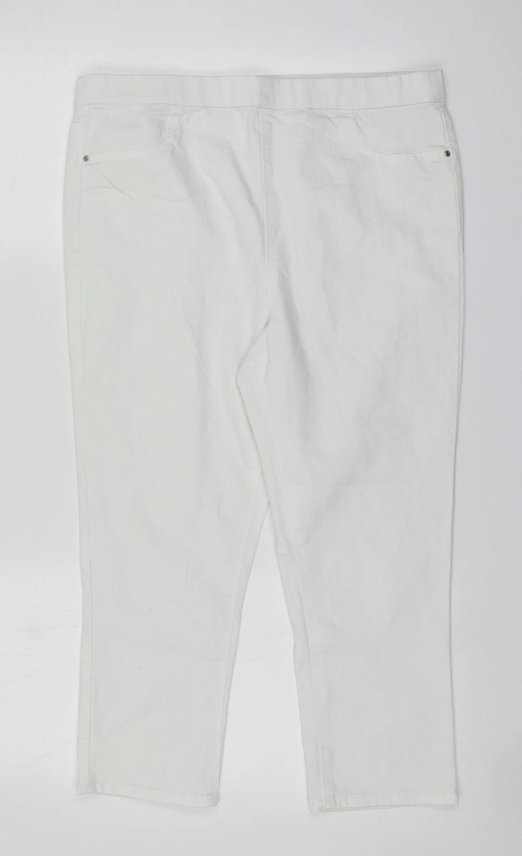 Matalan Womens White Cotton Trousers Size 14 L20 in Regular