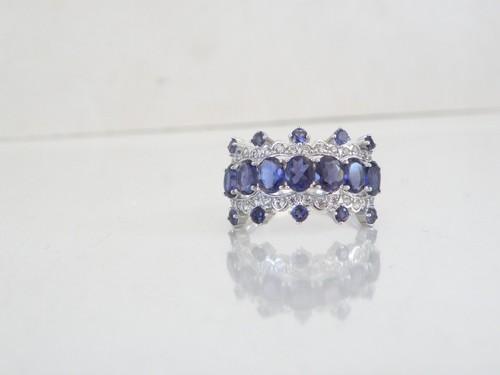 Sterling Silver 925 Natural Tanzanite Vintage Style Band Ring Size 9 - Picture 19 of 22
