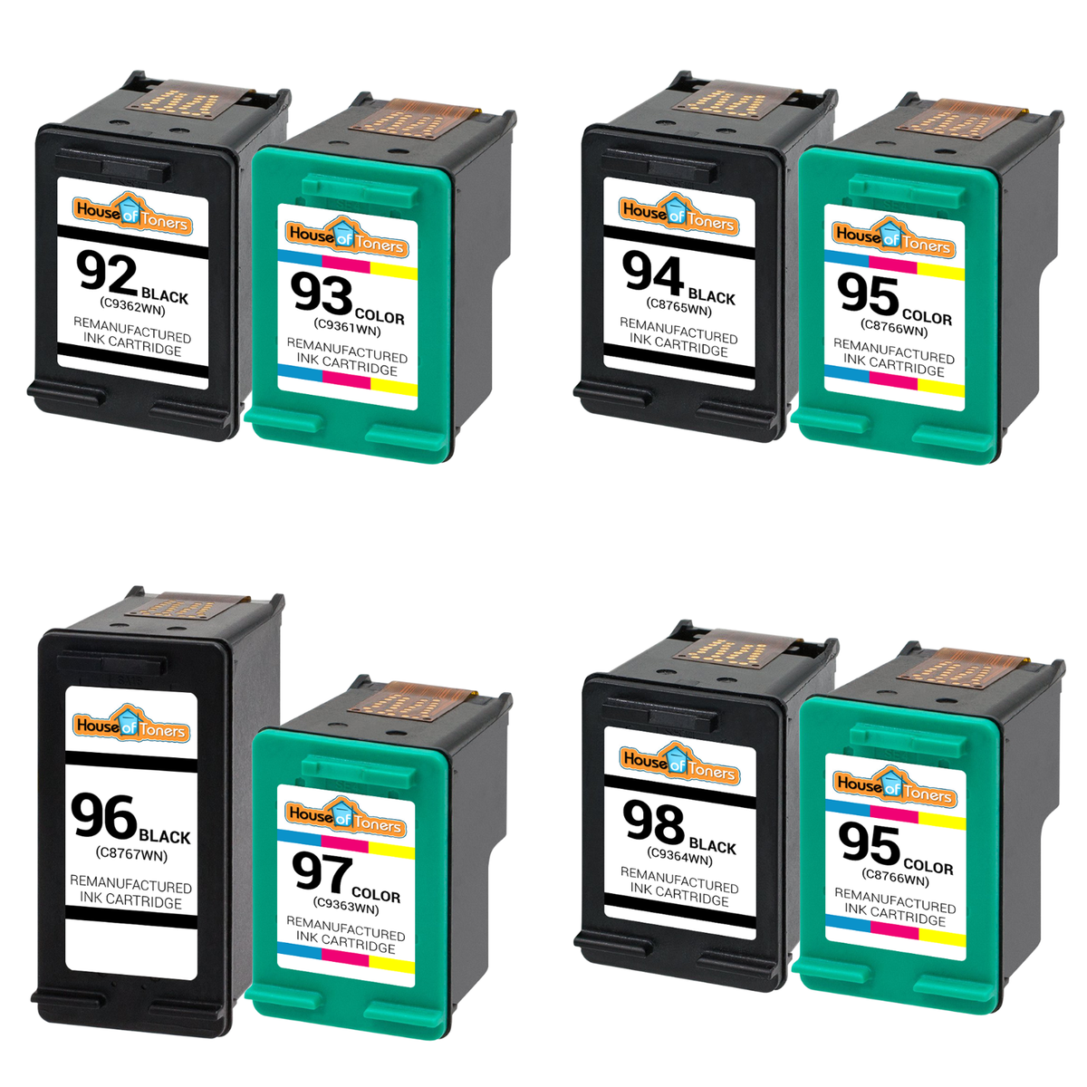 Cartucce D'inchiostro Compatibili HP 98 E 93, Colore Nero + Tri-colore - Garanzia 1 Anno