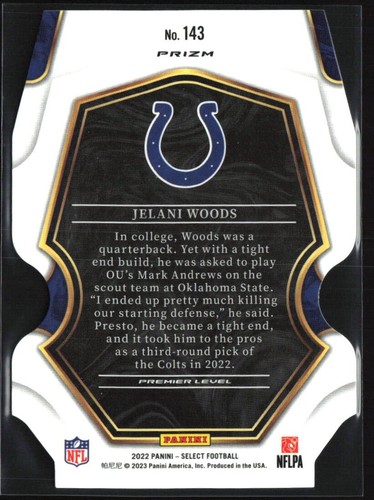 2022 Panini Select #143 Jelani Woods Silver Prizm Die Cut RC - Picture 2 of 2