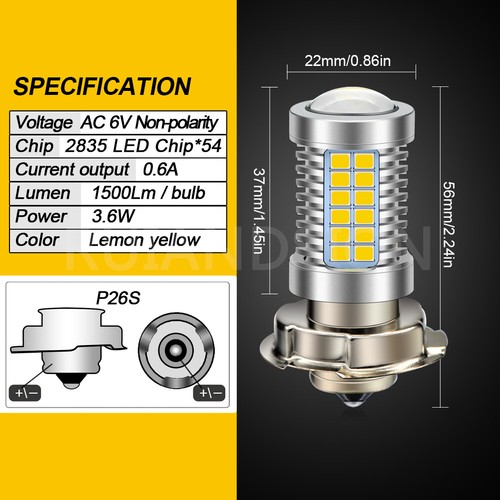 Ruiandsion P26S LED Del Motociclo Della Lampadina Di Guida Di Giorno 6V 12V 1x - Foto 8 di 9