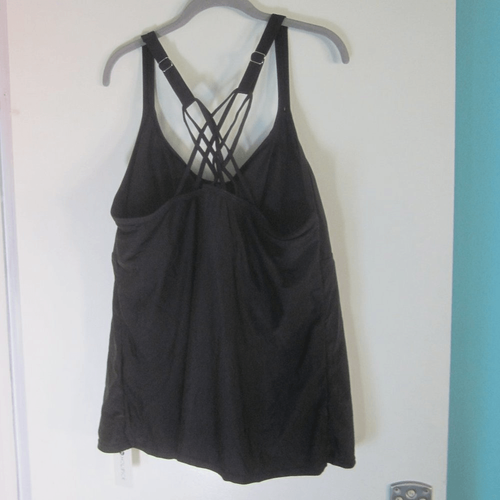 Holipick Tankini Top New With Tags Woman Size 22W Black Nylon Stretch Tank Suit - Picture 6 of 7